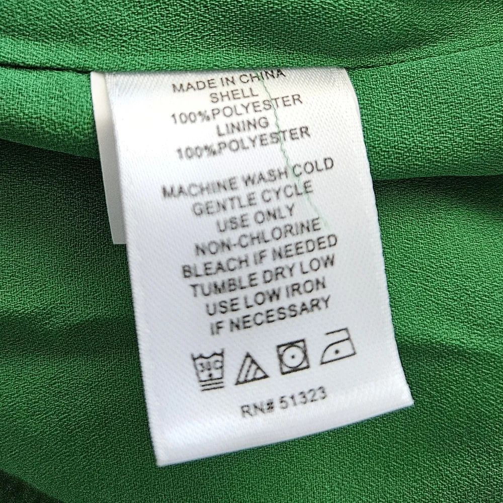 CeCe Womens Top Sz S Green Swiss Clip Dot Mock Neck Ruffles Teacher Career - Picture 11 of 12